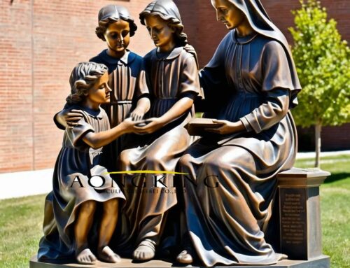 Bronze Decor Saint Elizabeth Ann Seton Statue with Children