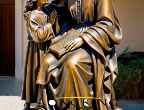 Religious Figure Bronze Saint Anne with Mary Florentine Sculpture