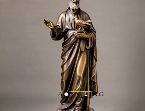 Reverence Religious Bronze Saint Joachim Sculpture with a Dove