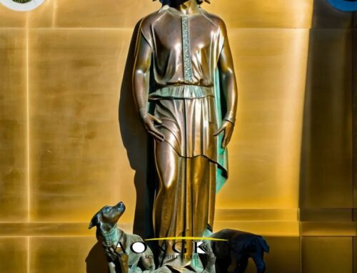 Catholic Religious Bronze Saint Lazarus of Bethany Statue with Dogs